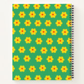 ヴィンテージモダン黄緑色の花模様 ノートブック (裏面)