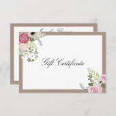 ヴィンテージモダン フラワー モチーフ ビューティー サロン ギフト カード (正面/裏面)
