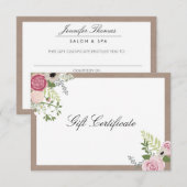 ヴィンテージモダン フラワー モチーフ ビューティー サロン ギフト カード (正面/裏面)
