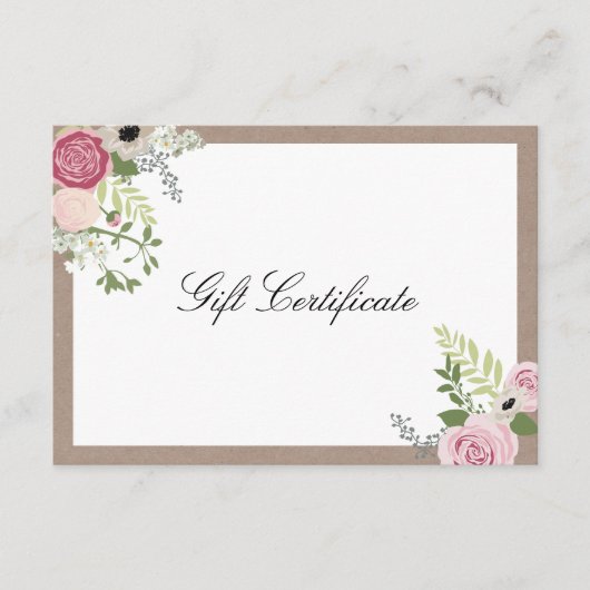 ヴィンテージモダン フラワー モチーフ ビューティー サロン ギフト カード (正面)