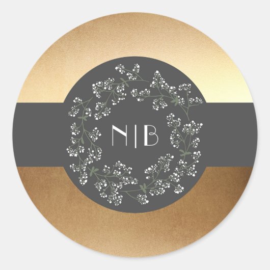 ヴィンテージモダン・ベビーズブレスリース金ゴールド ラウンドシール (正面)