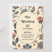 ヴィンテージモダンGroovyデイジー結婚フローラ 招待状 (正面)