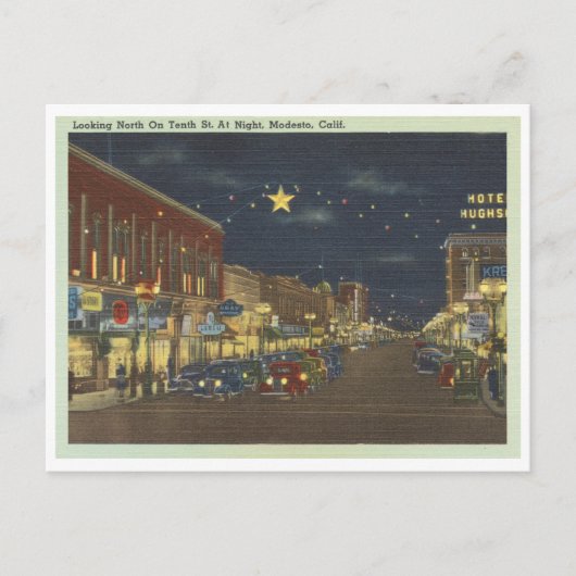 ヴィンテージモデスト、カリフォルニア州通りシーン ポストカード (正面)