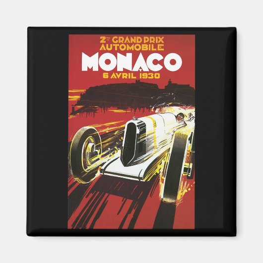 ヴィンテージモナコカーロードレースポスター マグネット (正面)