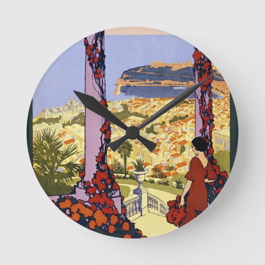 ヴィンテージモナコモンテカルロアクリルウォールクロック ラウンド壁時計 (正面)