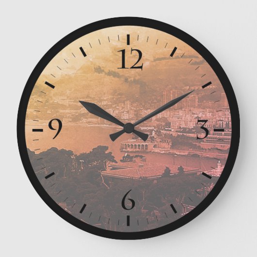 ヴィンテージモナコモンテカルロコーストビューウォッチリングや輪 ラージ壁時計 (正面)