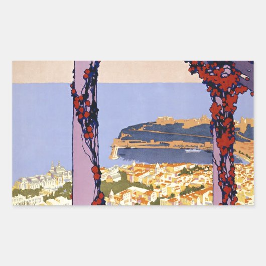 ヴィンテージモナコモンテカルロトラベルシール 長方形シール (正面)