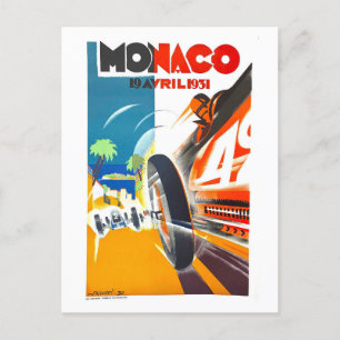 ヴィンテージモナコ自動車レース旅行ポスター ポストカード