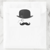 ヴィンテージモノクル、口ひげ、帽子 長方形シール (バッグ)