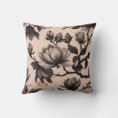 ヴィンテージモノクロマグノリア枕 クッション (裏面)