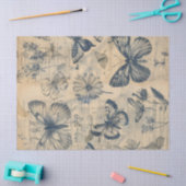 ヴィンテージモノクロ蝶バラ 薄葉紙 (クラフト)