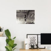 ヴィンテージモノクロ音声マイクロフォンポスト ポスター (ホームオフィス)