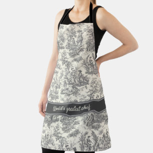 ヴィンテージモノクロtoile de jouy printed エプロン