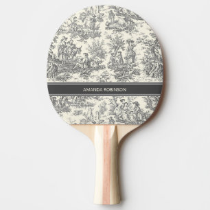 ヴィンテージモノクロtoile de jouy printed 卓球ラケット