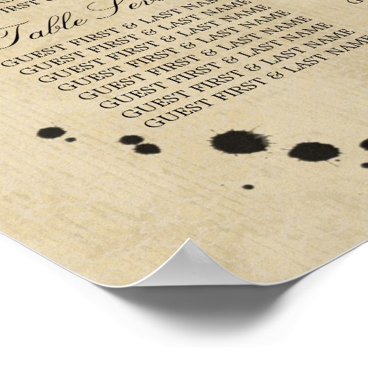 ヴィンテージモノグラムとインク結婚の汚れの座席表 ポスター (角)