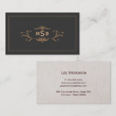 ヴィンテージモノグラムのエレガントのスクロール 名刺 (正面/裏面)