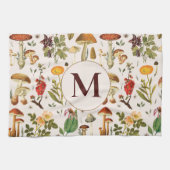 ヴィンテージモノグラムのキノコ山花模様 キッチンタオル (横)