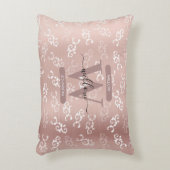 ヴィンテージモノグラムのバラ金ゴールドダマスクパターン アクセントクッション (正面(垂直))