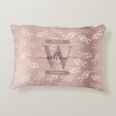 ヴィンテージモノグラムのバラ金ゴールドダマスクパターン アクセントクッション (裏面)