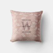 ヴィンテージモノグラムのバラ金ゴールドダマスクパターン クッション (正面)