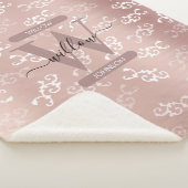 ヴィンテージモノグラムのバラ金ゴールドダマスクパターン シェルパブランケット (3/4)