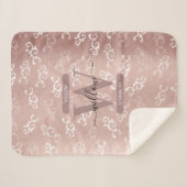 ヴィンテージモノグラムのバラ金ゴールドダマスクパターン シェルパブランケット (正面(横))