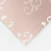 ヴィンテージモノグラムのバラ金ゴールドダマスクパターン フリースブランケット (角)