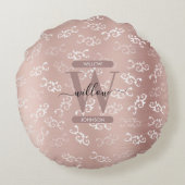 ヴィンテージモノグラムのバラ金ゴールドダマスクパターン ラウンドクッション (裏面)