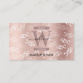 ヴィンテージモノグラムのバラ金ゴールドダマスメイクアップヘア 名刺 (正面)