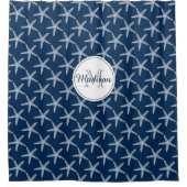 ヴィンテージモノグラムのヒトデ航海のビーチハウス シャワーカーテン (正面)