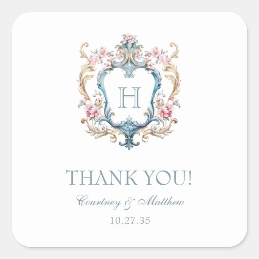 ヴィンテージモノグラムのフローラ結婚クレスト スクエアシール (正面)