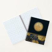 ヴィンテージモノグラムの金ゴールドとインジゴ水色 ノートブック (内部)
