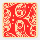 ヴィンテージモノグラムイニシャル文字K スクエアシール (正面)