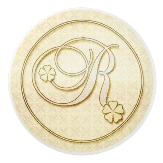 ヴィンテージモノグラムイニシャル文字R セラミックノブ (正面)