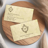 ヴィンテージモノグラムインクレストオールド紙羊皮紙 名刺