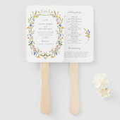 ヴィンテージモノグラムカラフル庭園の結婚式プログラム ハンドファン (正面&裏面)