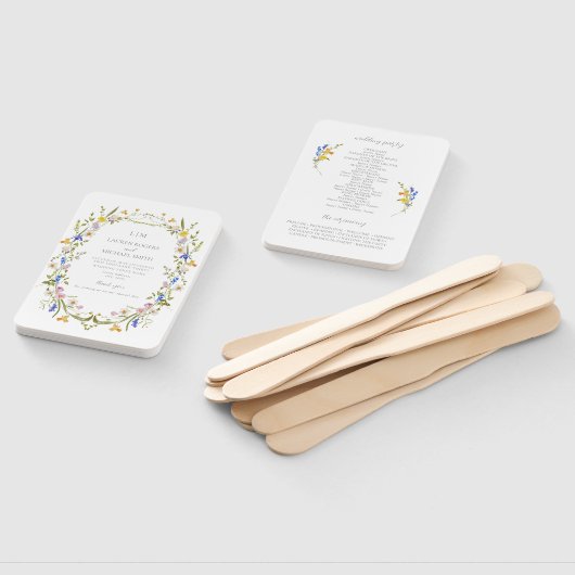 ヴィンテージモノグラムカラフル庭園の結婚式プログラム ハンドファン (組立なし)