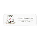 ヴィンテージモノグラムクリスマス差出人住所ラベル ラベル (正面)