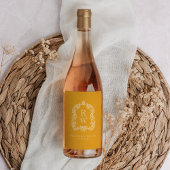 ヴィンテージモノグラムクレストマリゴルドイエロー結婚ズ ワインラベル