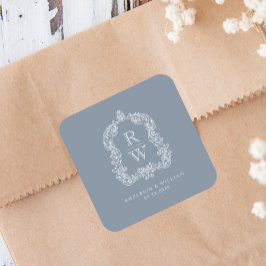 ヴィンテージモノグラムクレスト名ダスティブルー結婚ズ スクエアシール