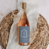 ヴィンテージモノグラムクレスト名ダスティブルー結婚ズ ワインラベル