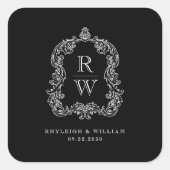 ヴィンテージモノグラムクレスト名白黒結婚 スクエアシール (正面)