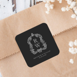 ヴィンテージモノグラムクレスト名白黒結婚 スクエアシール