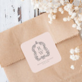 ヴィンテージモノグラムクレスト名赤面ピンク結婚ズ スクエアシール