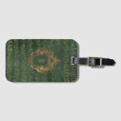 ヴィンテージモノグラムクレスト音楽原稿グリーン金ゴールド ラゲッジタグ (正面横)