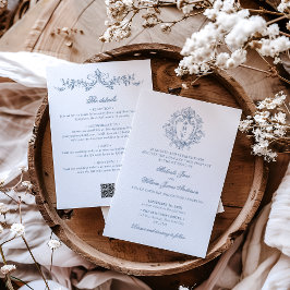 ヴィンテージモノグラムクレストQRコード結婚すべて 招待状