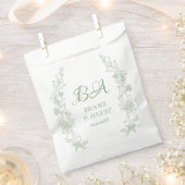 ヴィンテージモノグラムグリーンフローラ庭園の結婚式 フェイバーバッグ (クリップ留めされた状態)