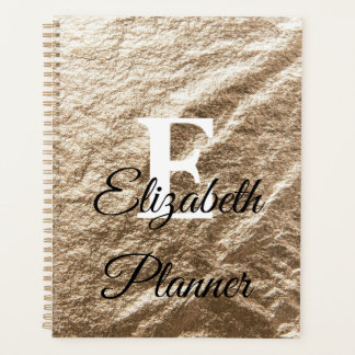 ヴィンテージモノグラムタイポグラフィ金ゴールドの縮れた紙 プランナー手帳