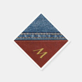 ヴィンテージモノグラムデニムアンドレザー スタンダードカクテルナプキン (角)