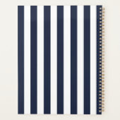 ヴィンテージモノグラムネイビーブルー&ホワイトストライプズストライプの プランナー手帳 (裏面)